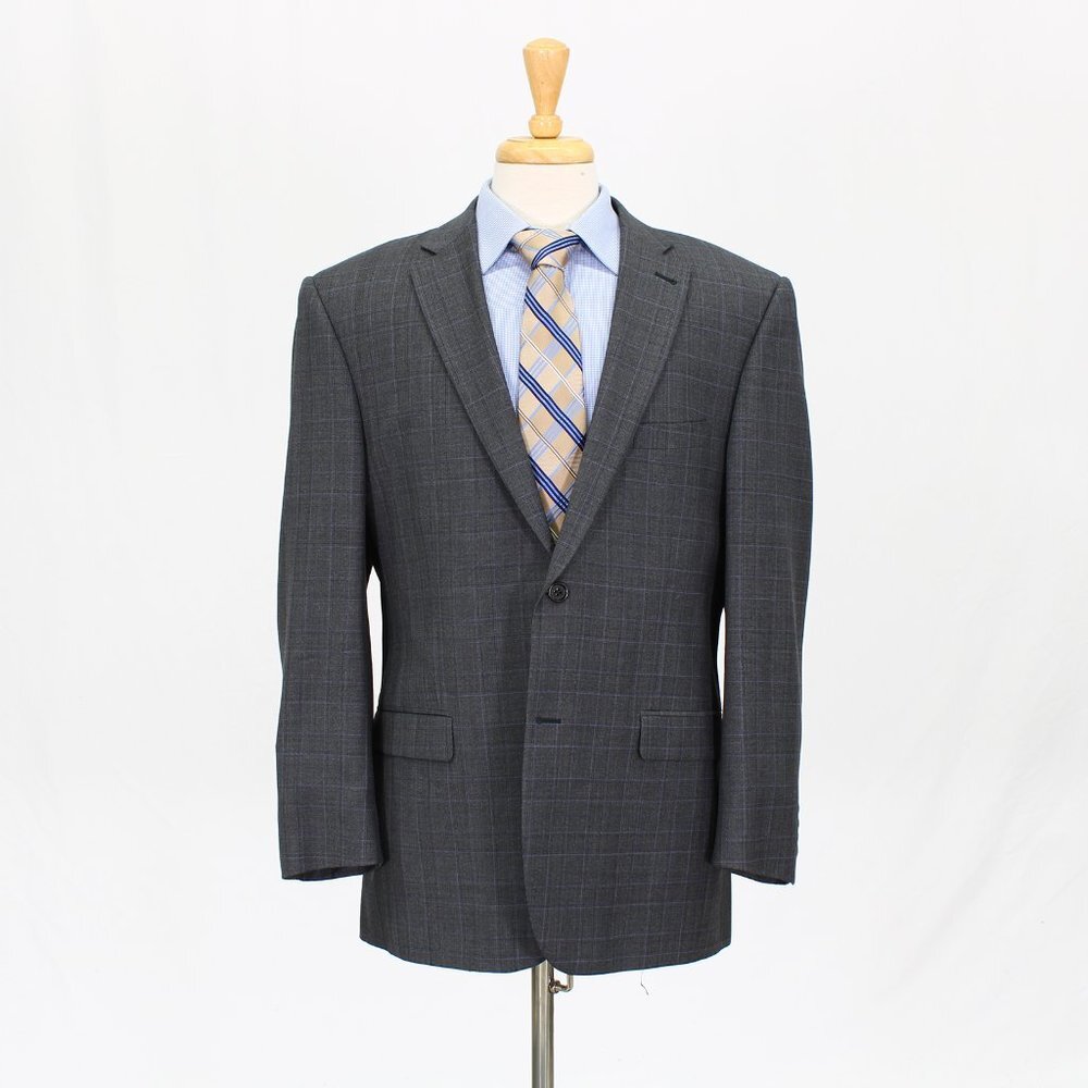 Joseph Abboud 43R Gray Check 2-Button Sport Coat Blazer Jacket V599